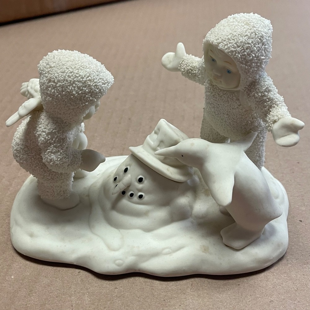 Vintage Dept 56 Snowbabies WHERE‎ DID HE GO? 68411 Ret 2003 Snowman Penguin